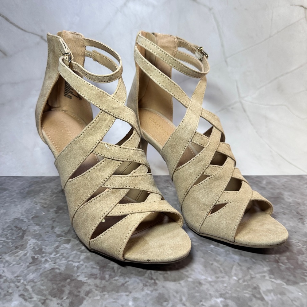 Christian Siriano Discontinued Payless Tan Strappy Women's Heels Pumps